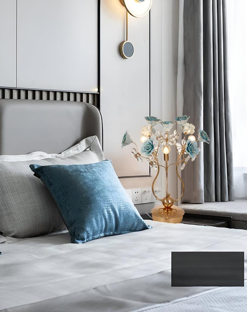 Lixra Luxurious Blue Rose Ceramic Table Lamp