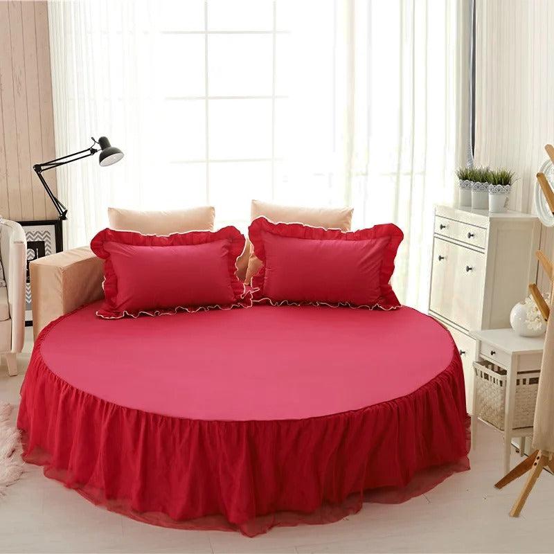 lixra Luxurious Cotton Round Fitted Bedsheet Skirt