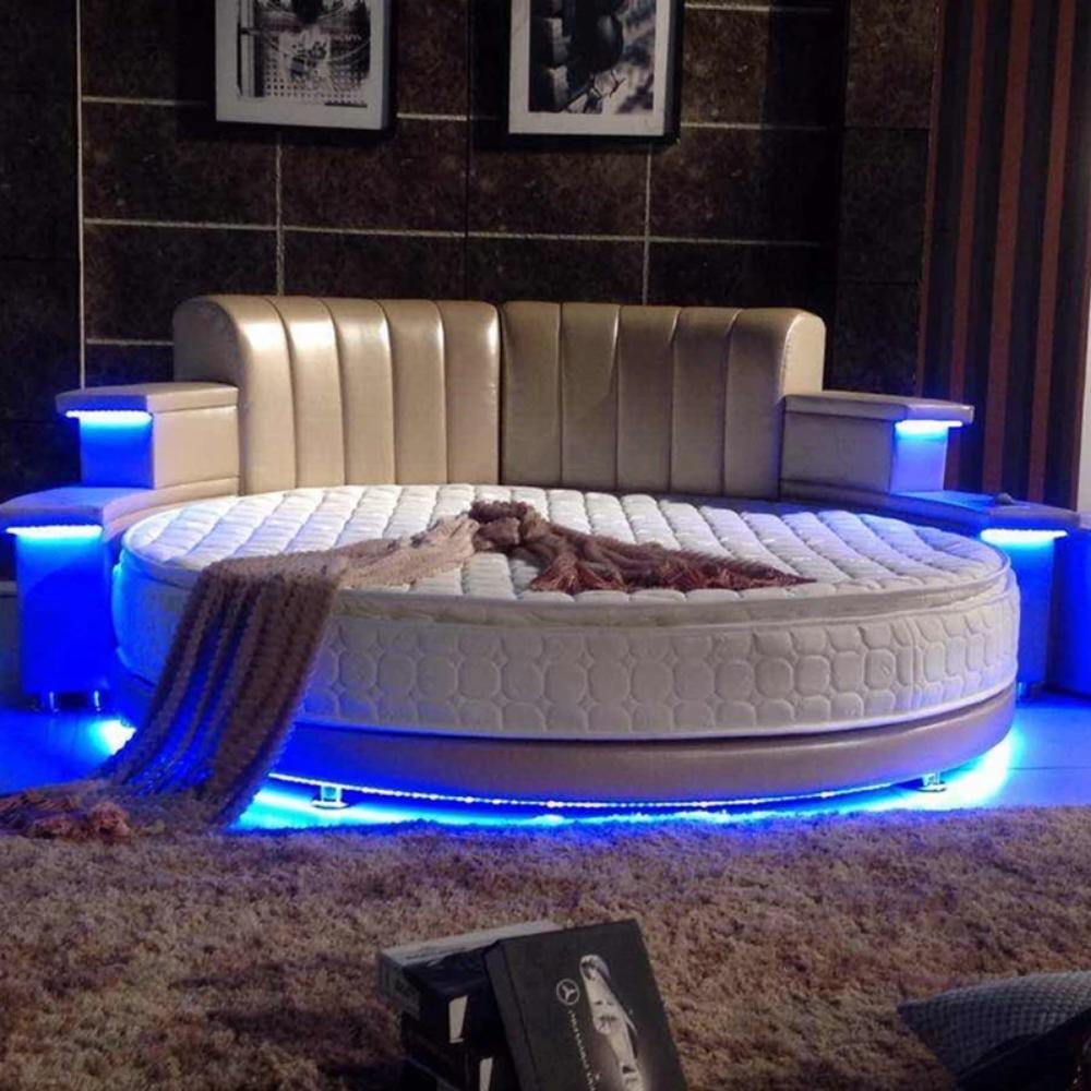 Lixra Luxurious Design Leather LED Round Bed