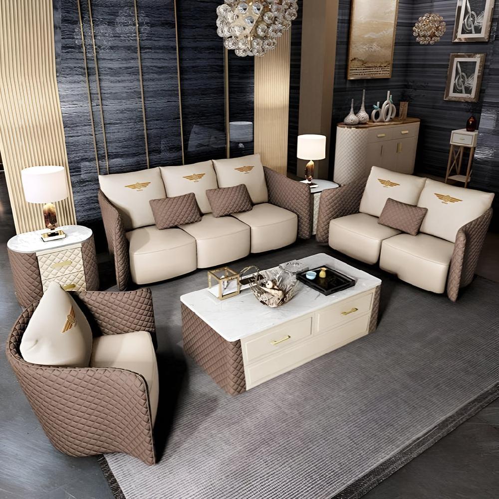 lixra Luxurious Designed Leather Sofa Set