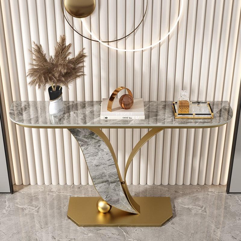 Lixra Luxurious Entry Way Marble Top Accent Table