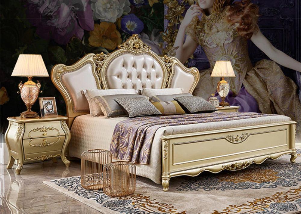 Lixra Luxurious European Milan Wooden Leather Bed
