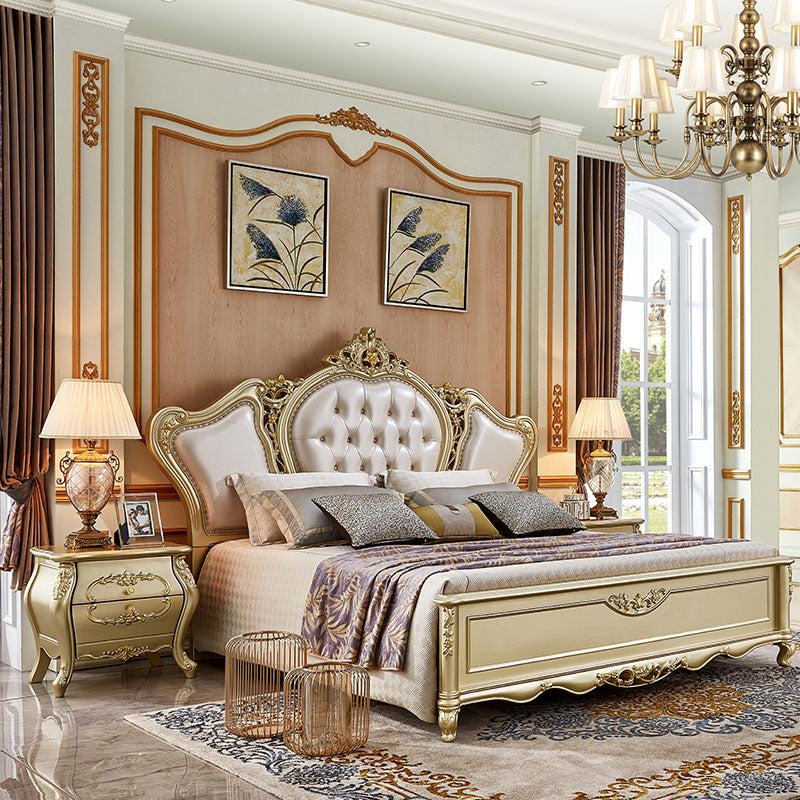 lixra Luxurious European Milan Wooden Leather Bed