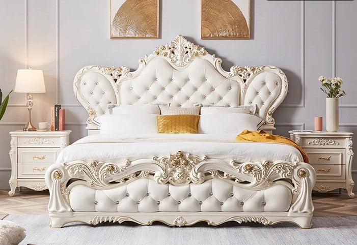 lixra Luxurious European Tufted Leather Bed
