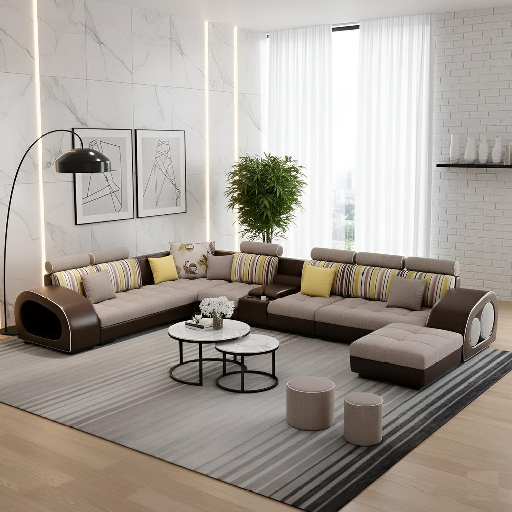 lixra Luxurious Fabric Sectional Sofa Set