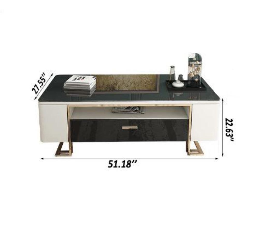 Lixra Luxurious Glass Top Wooden Coffee Table