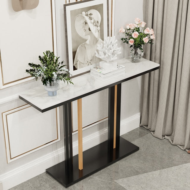 Lixra Luxurious Glossy Marble-Top Accent Table