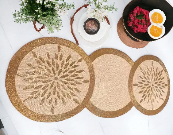 Lixra Luxurious Gold Beaded Table Runner