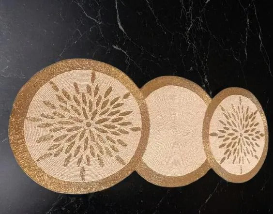 Lixra Luxurious Gold Beaded Table Runner