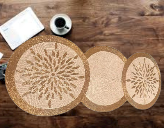 Lixra Luxurious Gold Beaded Table Runner