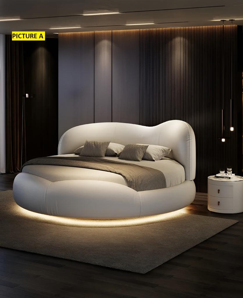 Lixra Luxurious Leather LED Modern Round Bed