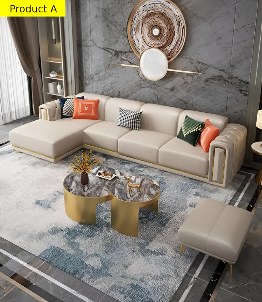 Lixra Luxurious Leather Sectional Sofa With Chase