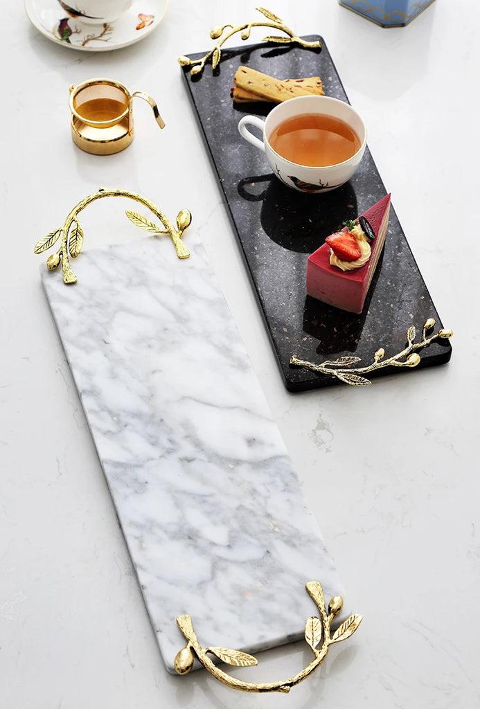 Lixra Luxurious Leaves Design Marble Tray