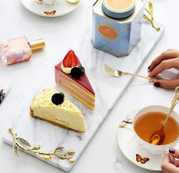 Lixra Luxurious Leaves Design Marble Tray