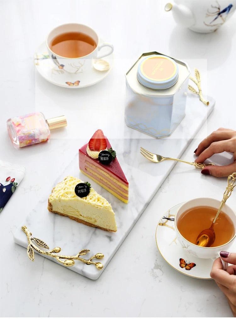 Lixra Luxurious Leaves Design Marble Tray