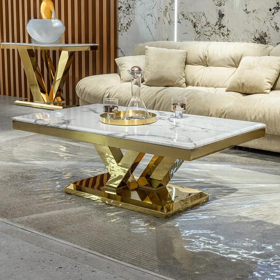 lixra Luxurious Marble Rectangular Coffee Table