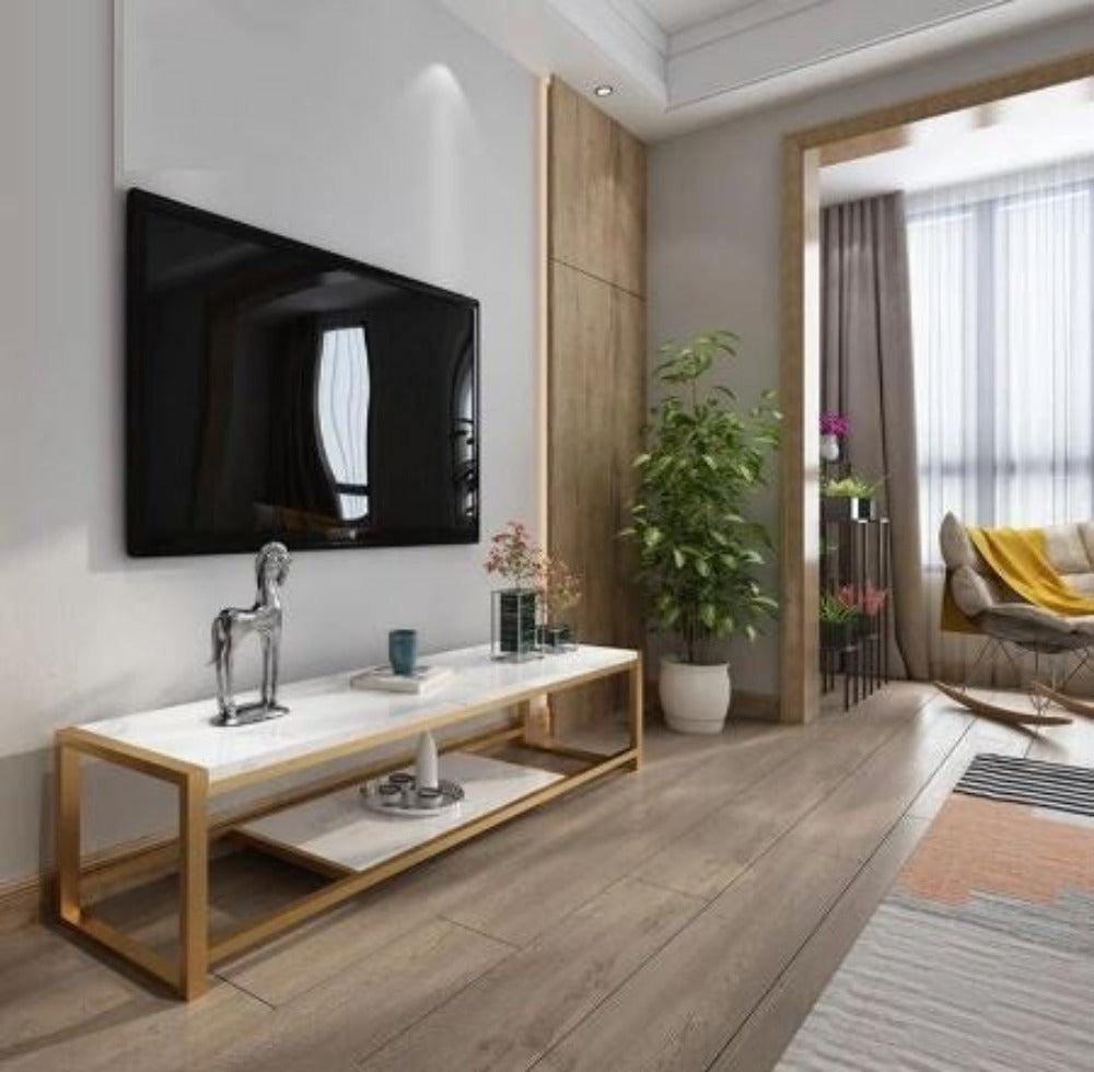 Lixra Luxurious Marble Top Modern TV Stand