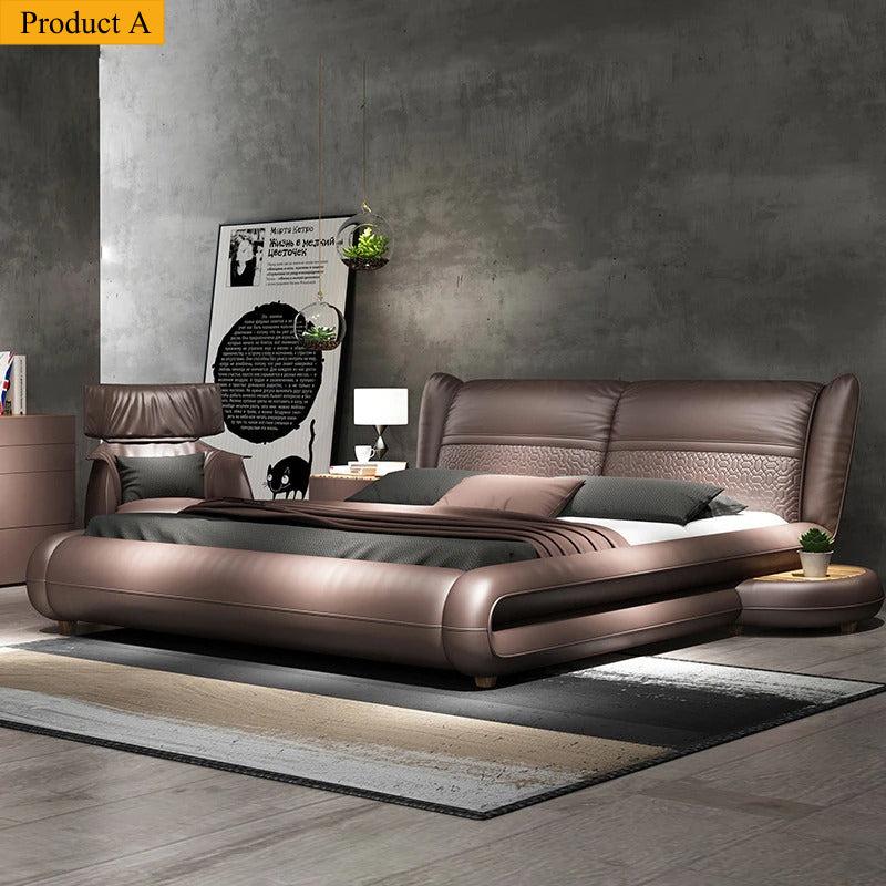 Lixra Luxurious Modern Solid Wooden Leather Bed