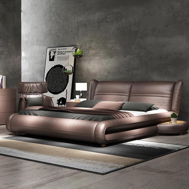 lixra Luxurious Modern Solid Wooden Leather Bed
