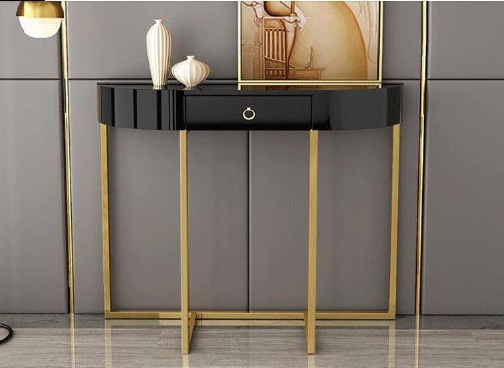 Lixra Luxurious Semi Circular Wooden Accent Table