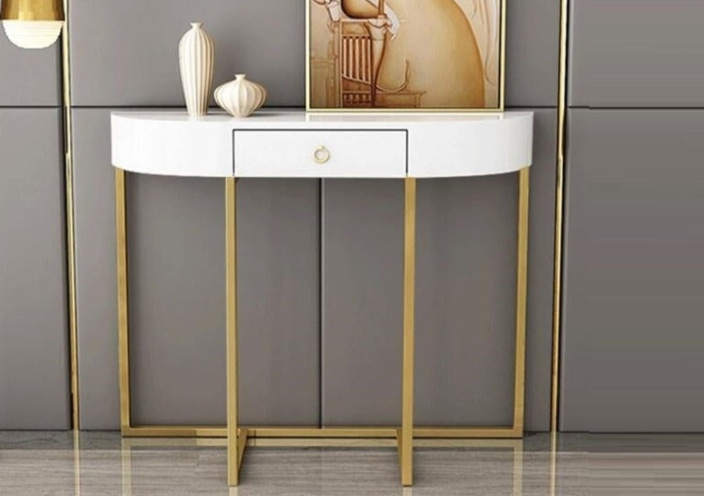 Lixra Luxurious Semi Circular Wooden Accent Table