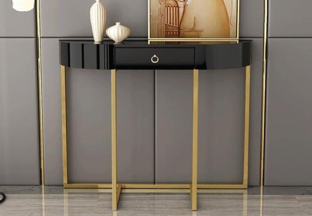 lixra Luxurious Semi Circular Wooden Accent Table