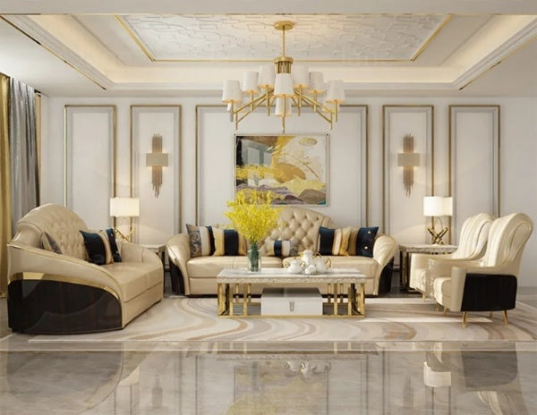 Lixra Luxurious Tufted Leather Sofa Sets