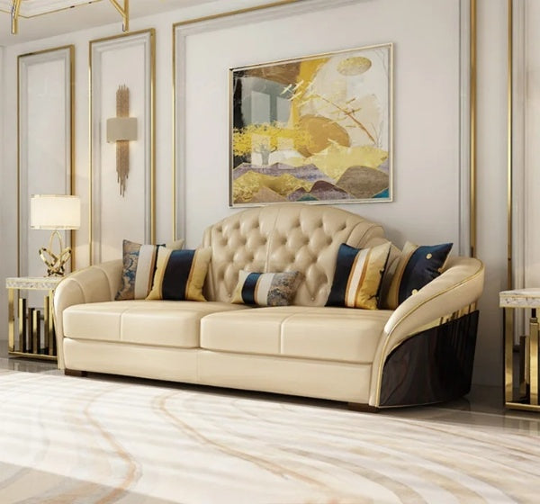 Lixra Luxurious Tufted Leather Sofa Sets