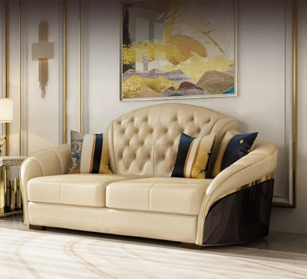 Lixra Luxurious Tufted Leather Sofa Sets