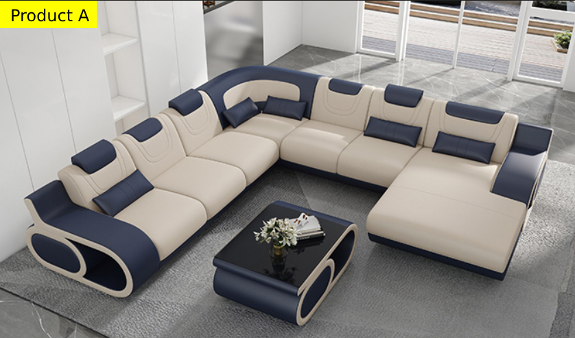 Lixra Luxurious U-Shaped Leather Sectional Sofa