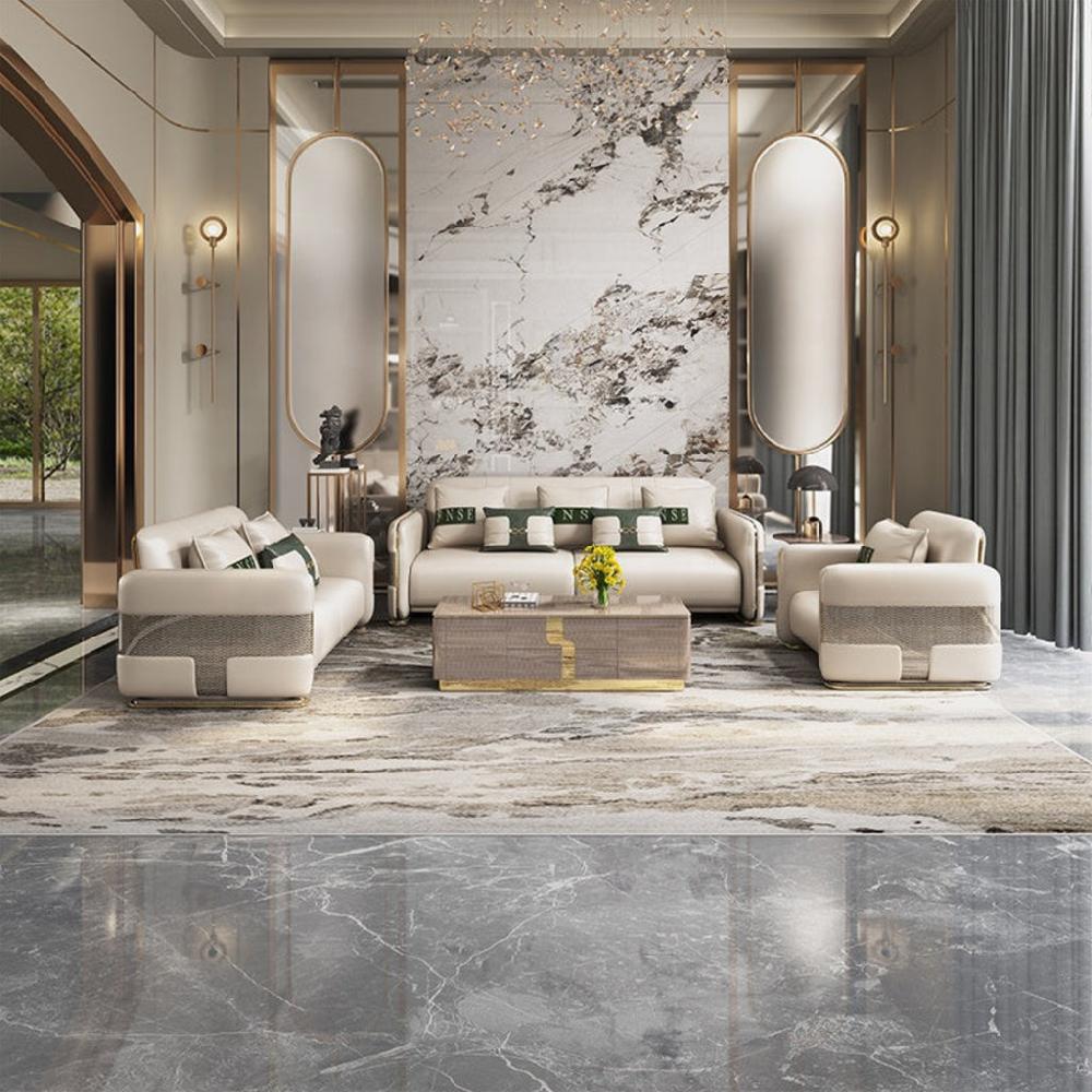 Lixra Luxury Design Leather Upholstery Sofa Set