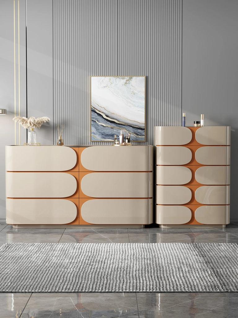 Lixra Luxury Dresser And Chest With Glass Top