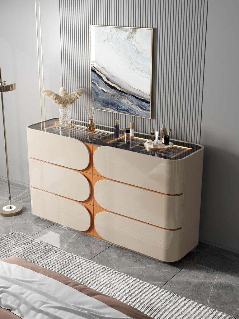 lixra Luxury Dresser and Chest With Glass Top