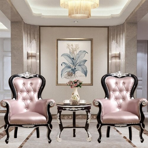 Lixra Luxury Leather Tufted Accent Chair Set