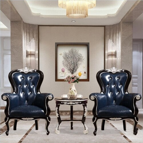 Lixra Luxury Leather Tufted Accent Chair Set