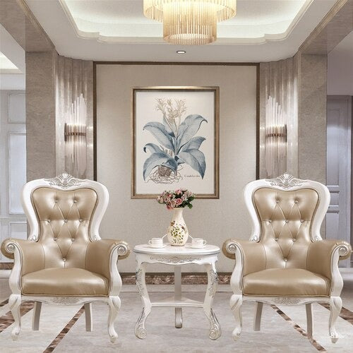 lixra Luxury Leather Tufted Accent Chair Set