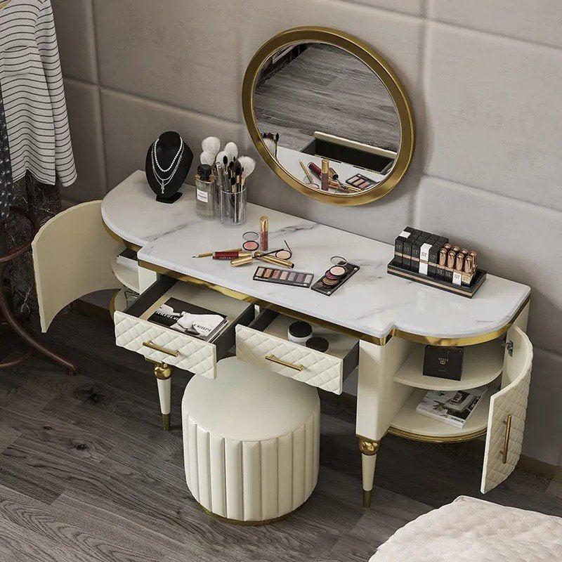 Lixra Luxury Marble-Top Dresser Cabinet