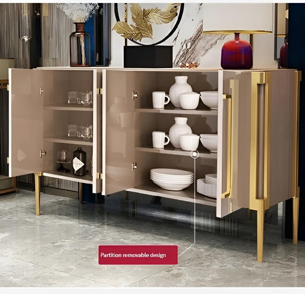 Lixra Luxury Marble-Top Nordic Wooden Buffet Table