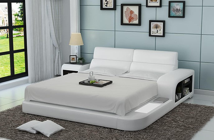 Lixra Luxury Modern Leather Upholstered LED Bed
