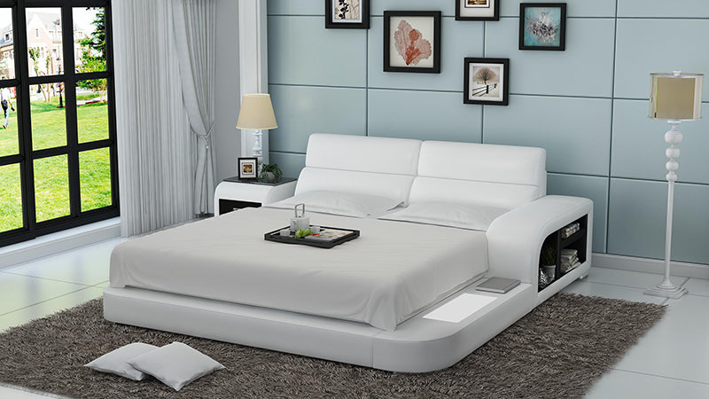 Lixra Luxury Modern Leather Upholstered LED Bed