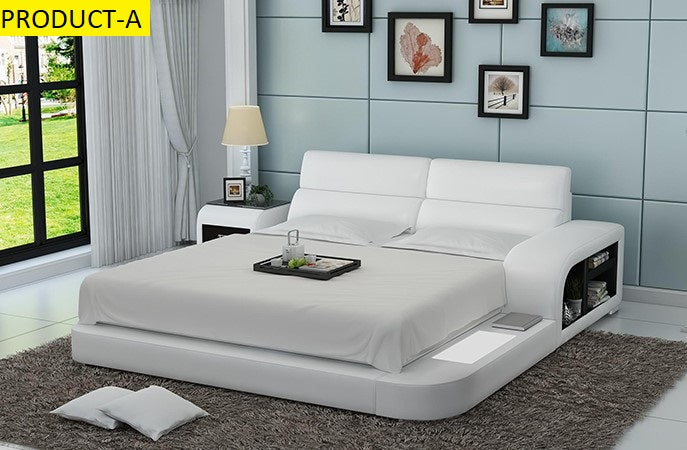 Lixra Luxury Modern Leather Upholstered LED Bed