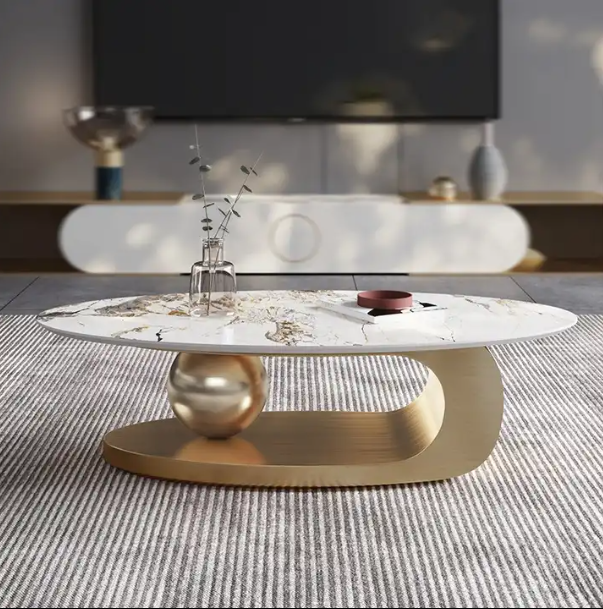lixra Luxury Modern Oval Coffee Table