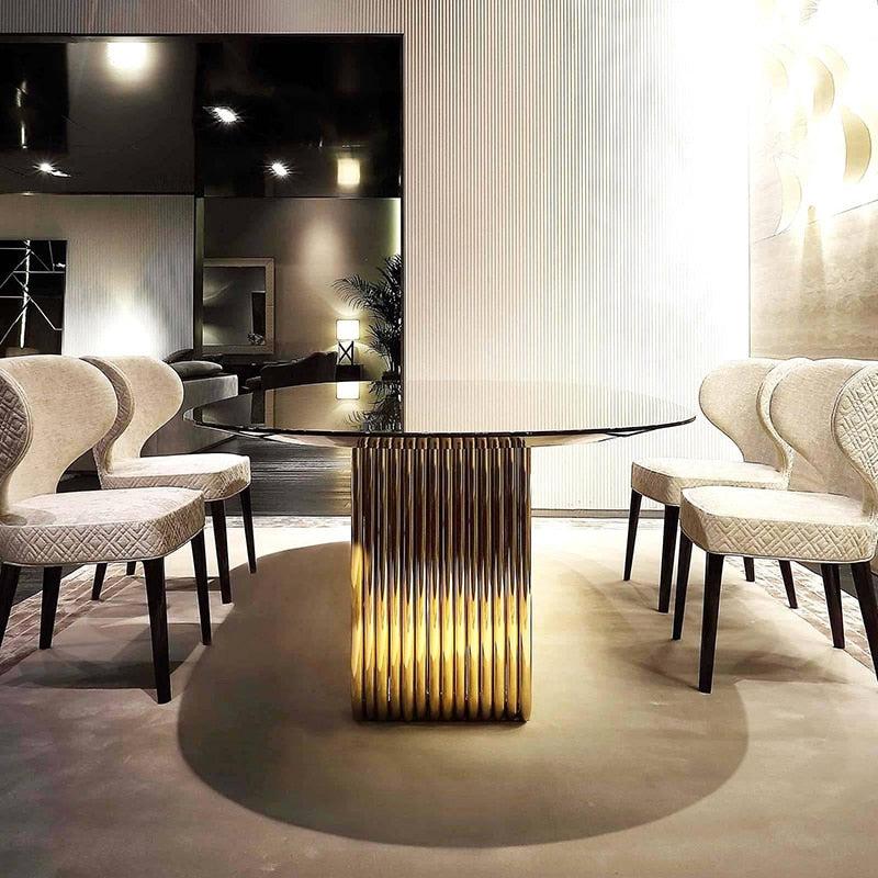 Lixra Luxury Oval Dining Table With Gold Base