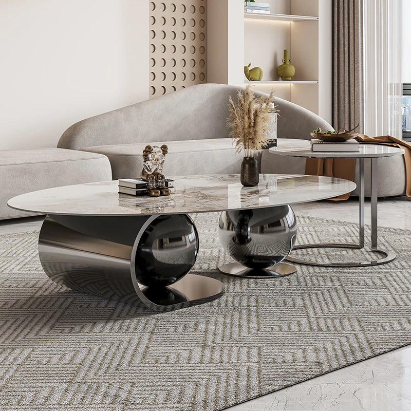 Lixra Luxury Oval Slate Coffee Table