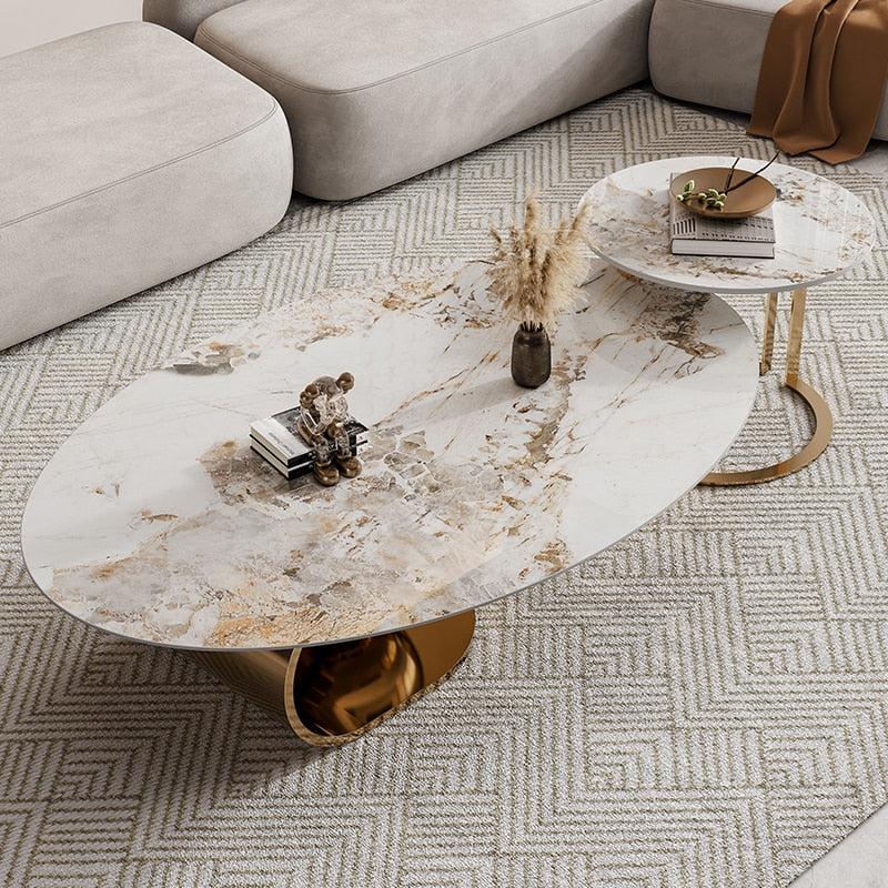 Lixra Luxury Oval Slate Coffee Table