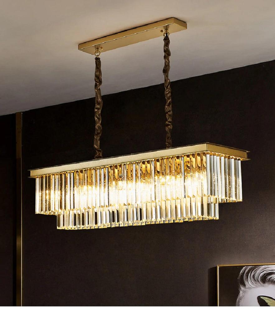 Lixra Luxury Rectangle Crystal Pendant Light