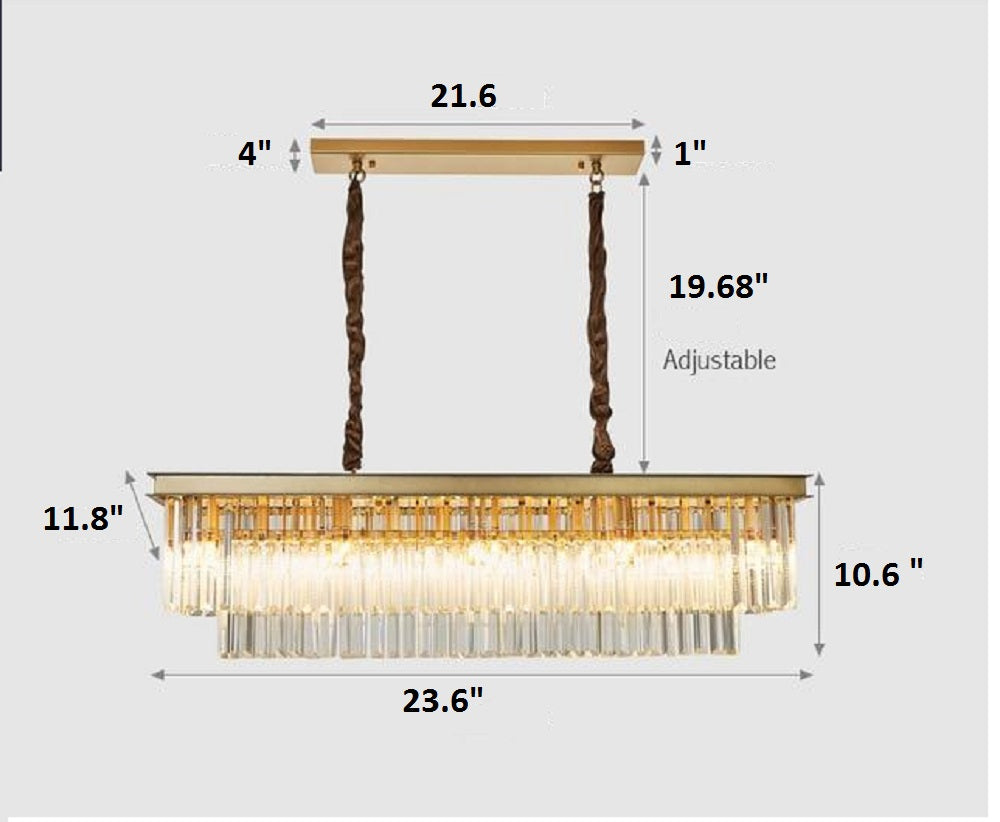 Lixra Luxury Rectangle Crystal Pendant Light
