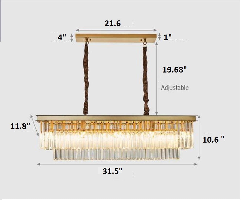 Lixra Luxury Rectangle Crystal Pendant Light
