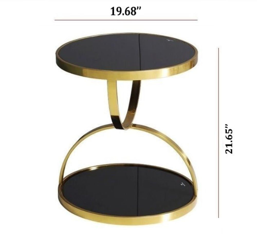 Lixra Luxury Round Black Glass Side Table