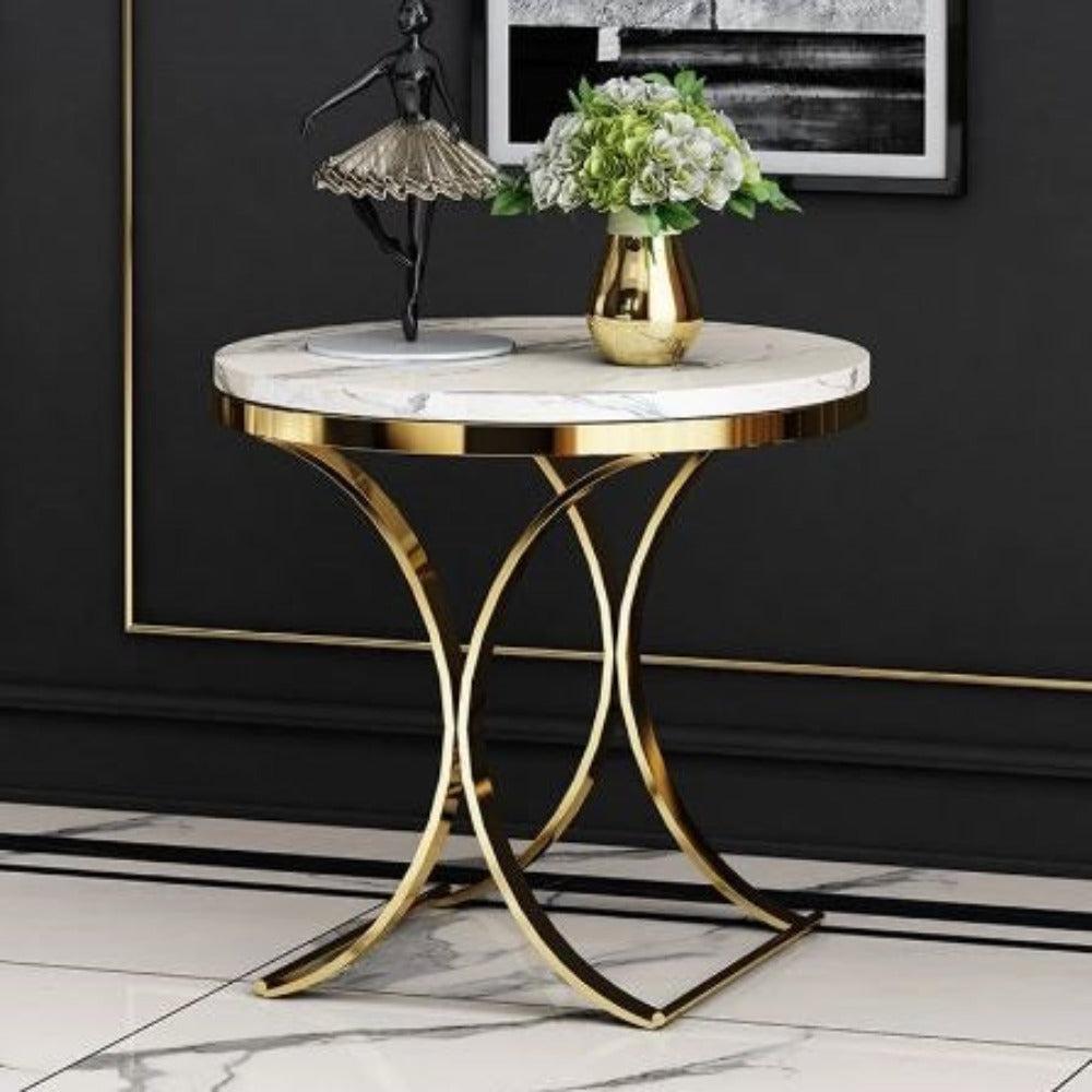 Lixra Luxury Round Marble Top Side Table